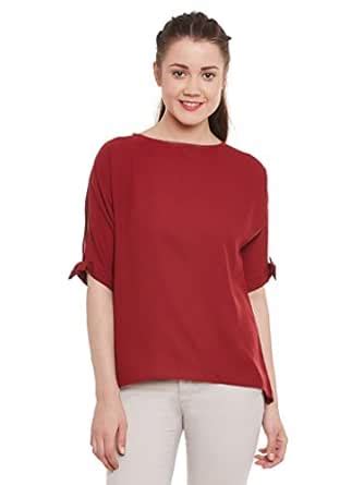 Buy Miss Chase Women's Plain Loose Fit Top (MCPW16TP02-88-143-02_Maroon ...