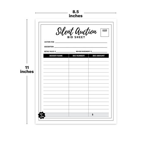 Editable Silent Auction Bid Sheet With "buy It Now" Line, PDF ...