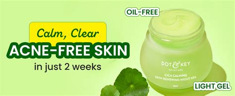 Dot & Key CICA Calming Skin Renewing Night Gel | For Oily, Acne Prone ...