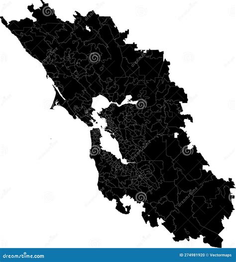 US CA Bay Area ZIP Codes Map Stock Vector - Illustration of poster ...
