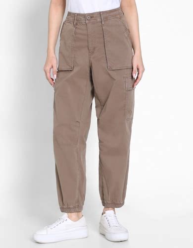 Buy American Eagle Women Brown Stretch High-Waisted Baggy Cargo Jogger ...