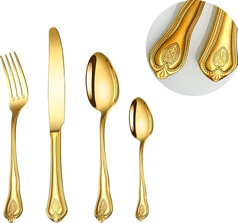 Amazon.com | Thomaso 48 Piece Gold Flatware Sets,1810 Stainless Steel ...