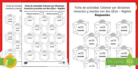 Ficha de actividad: Colorear por divisiones inexactas y exactas con dos ...