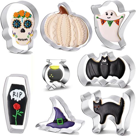 Amazon.com: 8 Piece Halloween Cookie Cutter Set - Pumpkin Bat Cat Witch ...