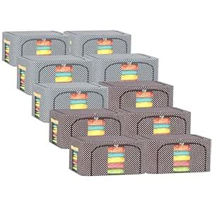 Kuber Industries Pack of 10 Clothes Storage Box | 24 Liter Wardrobe ...