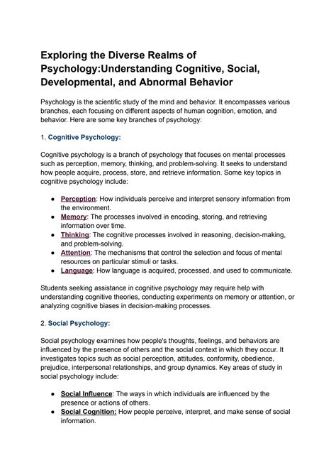 SOLUTION: Exploring the diverse realms of psychology understanding cognitive social ...