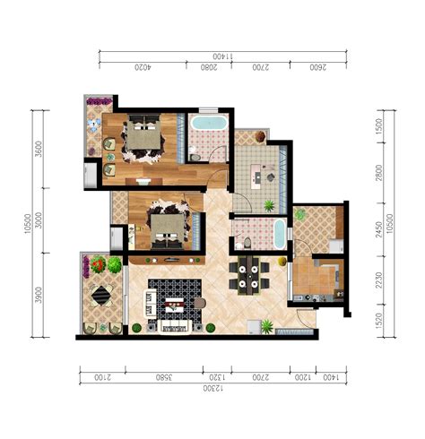 家装CAD图纸[47],现代风格2房CAD施工图全套附效果图-齐生设计职业学校