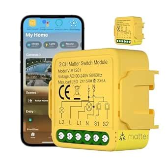 2 Pack Matter Smart Switch Module DIY Light Relay Switch, Works with ...