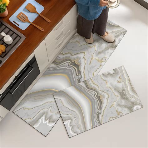 FIGMENT 2 Pcs Kitchen Mats - Waterproof Memory Foam Standing Desk Floor ...