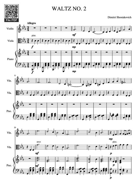 [Sheet] WALTZ NO. 2 Piano PDF (Dimitri Shostakovich), hợp âm Piano, mp4 ...