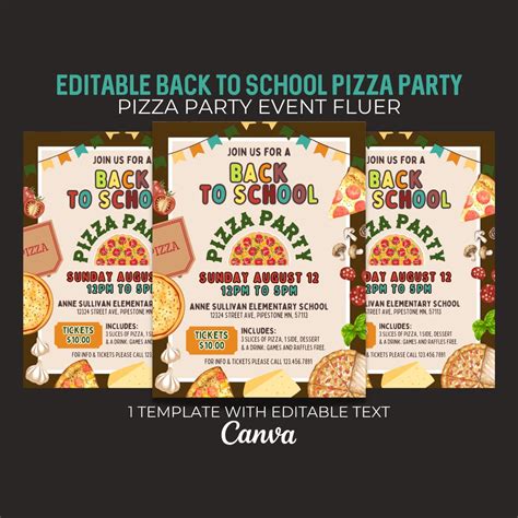 Editable Back to School Pizza Party Flyer Printable Back to - Etsy