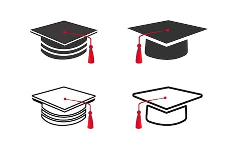 Graduation cap and a red tassel with vector illustrations | Premium Vector
