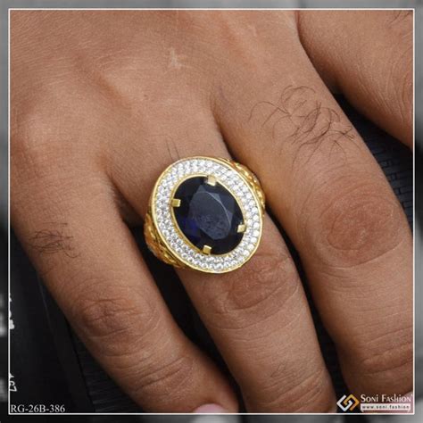 Blue Stone Rings for Men | Sapphire Gold Plated Rings – Soni Fashion ...