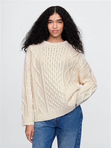 Oversized Mixed Cable-Knit Sweater | Gap