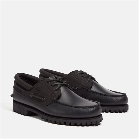 Timberland® Authentic Handsewn 3-Eye Boat Shoe for Men in Black
