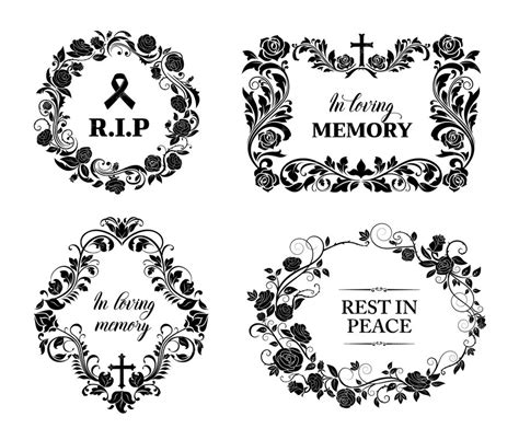 Premium Vector | Funeral and obituary condolence cards rip flowers