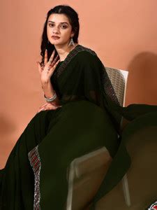 Buy Leelavati Embellished Bollywood Chiffon Dark Green Sarees Online ...