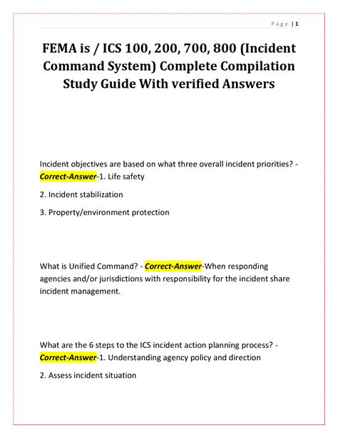 FEMA is / ICS 100, 200, 700, 800 (Incident Command System)Complete ...