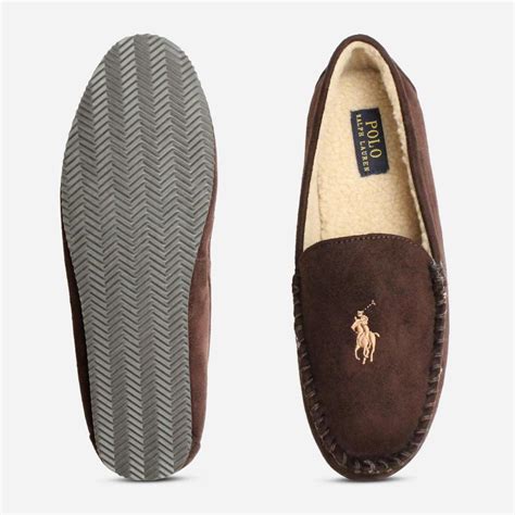 Ralph Lauren Polo Mens Slippers in Chocolate Brown