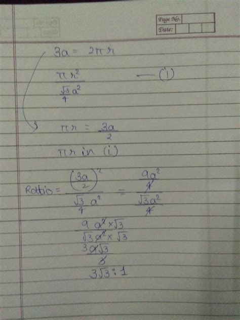 The perimeter of an equilateral triangle is equal to the circumference ...