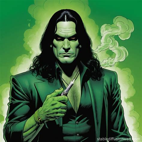 Peter Steele as a Green Smoke Portrait | Stable Diffusion Online