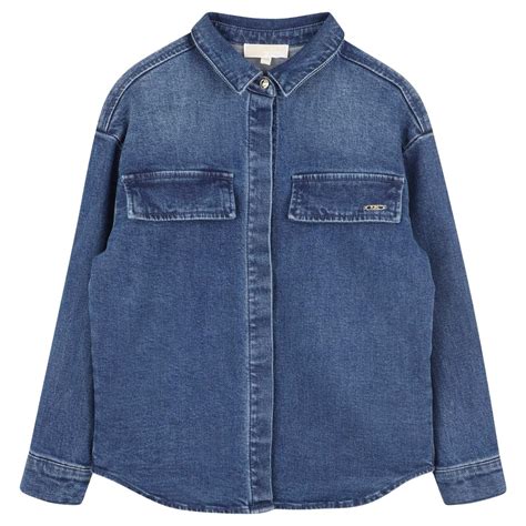 Girls Blue Denim Slim Fit Shirts