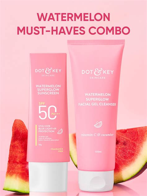 DOT & KEY Set of Watermelon SPF50 Sunscreen 50g & Facial Gel Cleanser ...