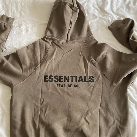 Khaki green Essential fear of god Hoodie brand new... - Depop