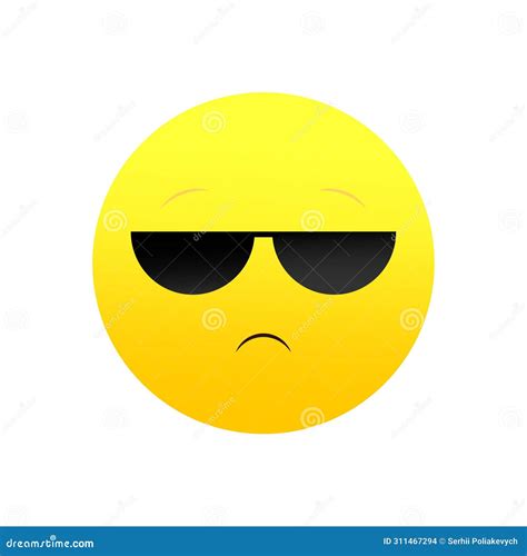 Cool Emoji with Sunglasses. Unimpressed, Indifferent Expression. Laid Back Emoticon. Vector ...