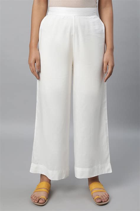 Buy Off-White Straight Liva Palazzos for Women Online for Woman | Shop ...