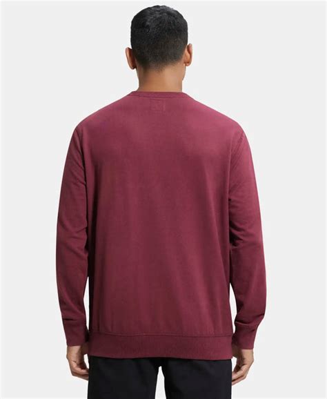 Buy Super Combed Cotton French Terry Solid Sweatshirt with Ribbed Cuffs ...
