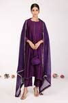 Buy Purple Chanderi, Lining Cotton Mukaish, Zari Round Kalidar Kurta ...