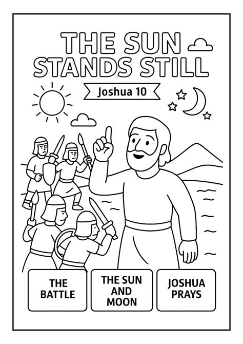 The Sun Stands Still Coloring Page – Free Joshua 10 Printable for Kids - Free Bible Worksheets