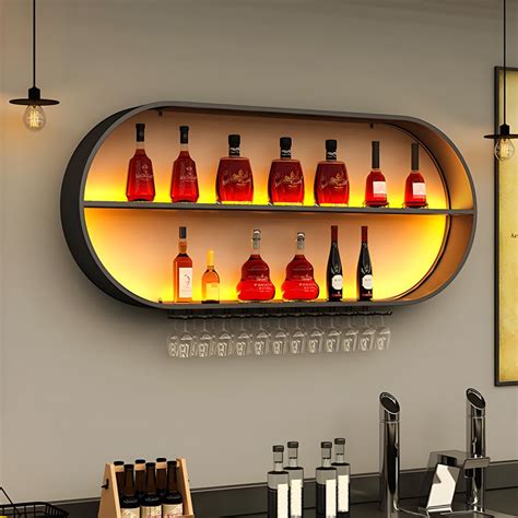 Iron Wine Shelf Modern Style Wall Mounted Wine Holder Rack with Shelf ...
