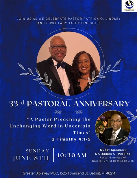 33rd Pastoral Anniversary of Pastor Patrick O. Lindsey and First Lady ...