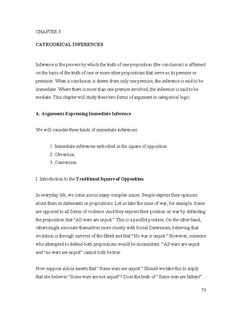 Logic 2019 Chpt31 ndkb - CHAPTER 3: CATEGORICAL INFERENCES Inference is ...