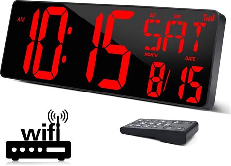 Buy XREXS Large Digital Wall Clock WiFi Sync, 16.5 in Large Display ...