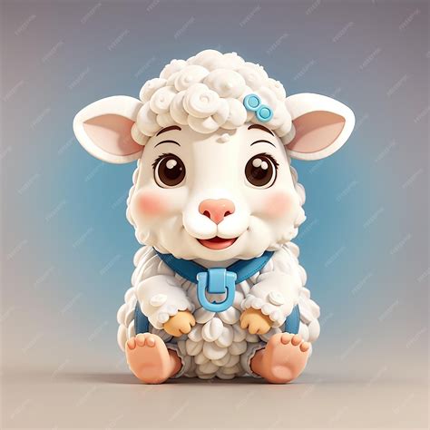 Premium Photo | Cute sheep baby wearing pacifier and diaper cartoon ...