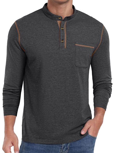 Thrilos Mens Henley Shirts Long Sleeve Casual Tops Lightweight Pullover ...