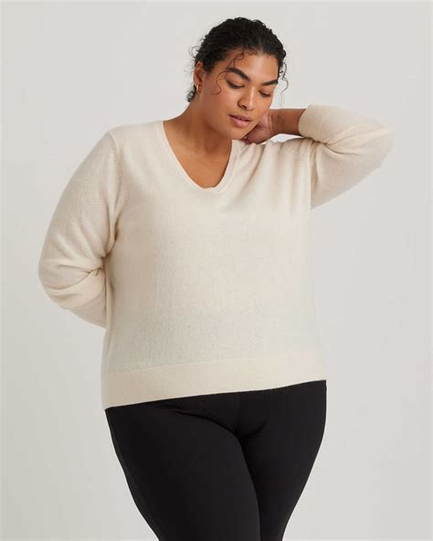 Mongolian Cashmere V-Neck Sweater - Plus Size