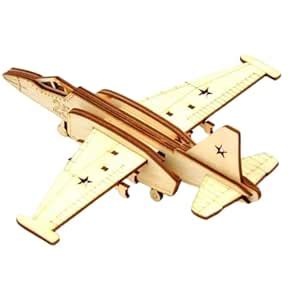 Elk Wood City 3D Wooden Fighter Jet Model Kit, Military Aircraft ...
