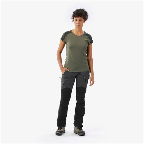 Women’s trekking merino wool short-sleeved T-shirt Merino Resist - Khaki