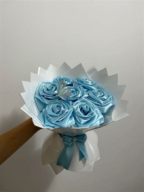eternal bouquet | Satin flowers diy, Ribbon rose bouquets, Diy bouquet wrap