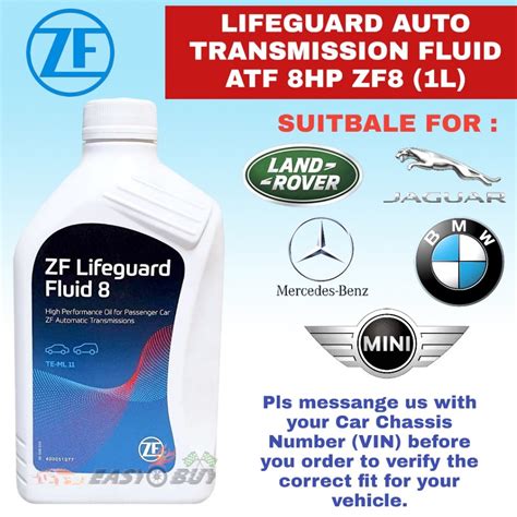 ZF LIFEGUARD 8HP ZF8 GA8HP45Z ATF AUTO TRANSMISSION OIL FLUID (1L) - JAGUAR LAND ROVER MINI BMW ...