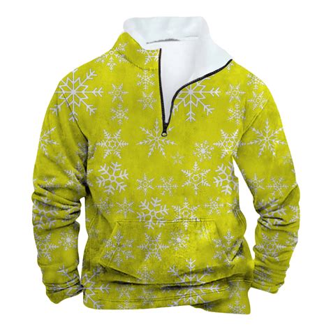 Adeawade Christmas Sweatshirts For Men Long Sleeve Tops Retro Zip Up ...
