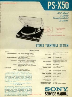 Sony PS-X50 Service Manual PDF Free Download