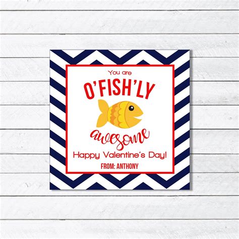 Fish Valentine Card - O'fish'ly Awesome Valentine Tag- Printable and ...
