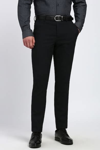 Buy Men Charcoal Textured Formal Trousers Online - 39973468 | Peter England