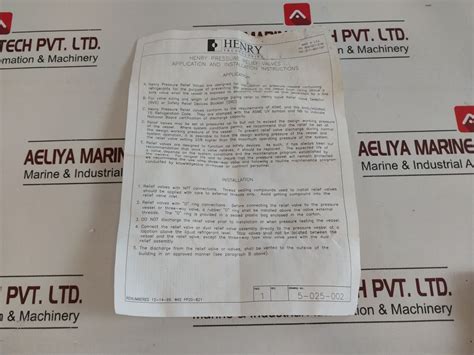 Henry Valve 5242-3/4 Relief Valve – Aeliya Marine Tech®