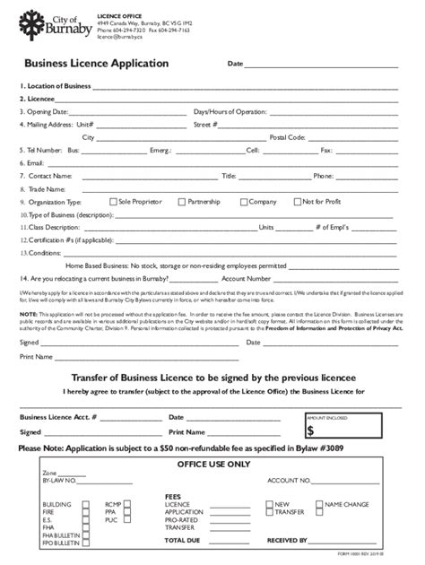 2019-2026 Canada Form 10001 - City of Burnaby - Blank Fillable Template ...